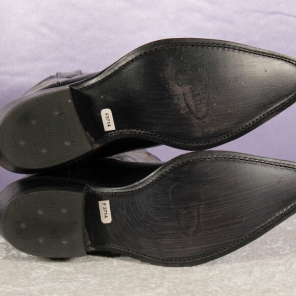 Justin Black Leather Western Cowboy Boots Embroidered Size 7.5 - Picture 6 of 9